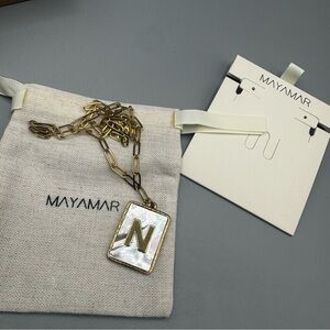 MAYAMAR Mother of Pearl Initial N Necklace